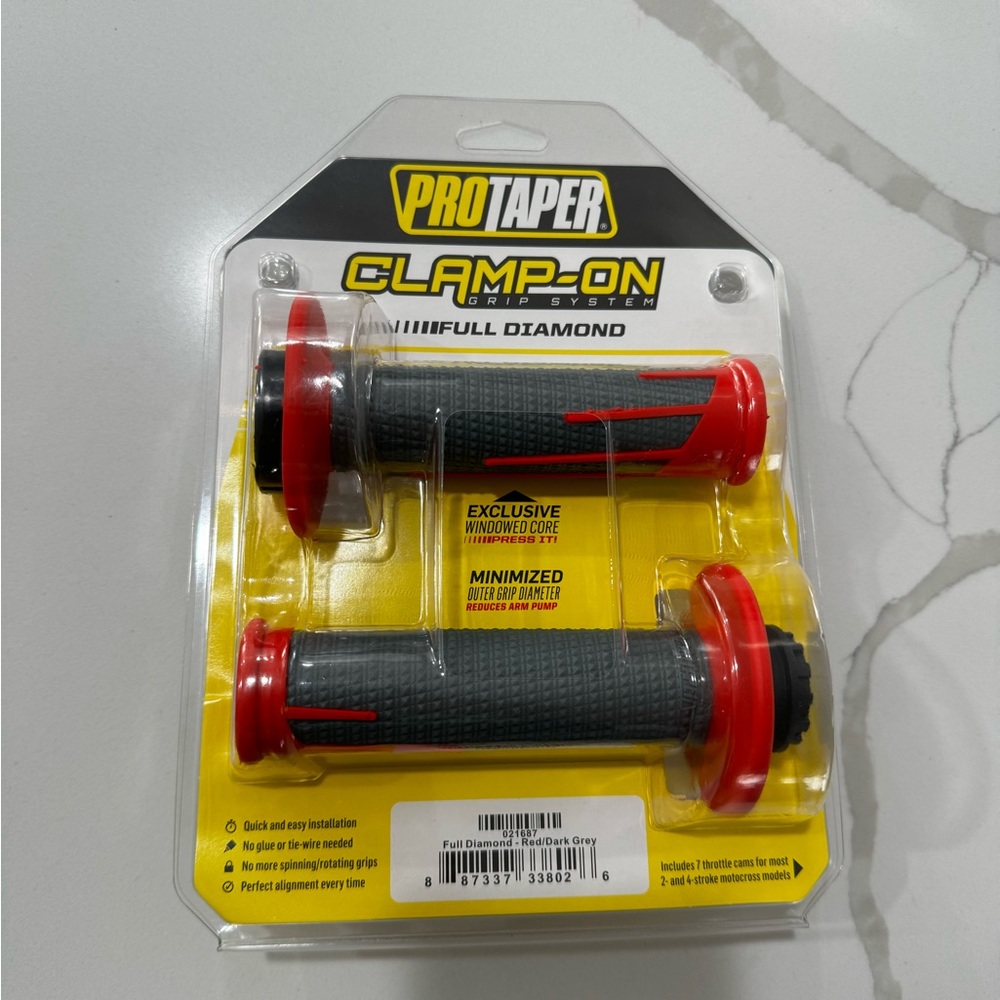 ProTaper Clamp-On Full Diamond Grips Red/Dark Grey 021687